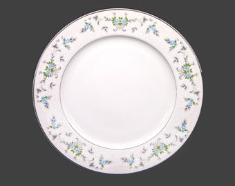 Vintage Sakura Dinner Plate: Blue Roses, Platinum Edge, Made in Japan