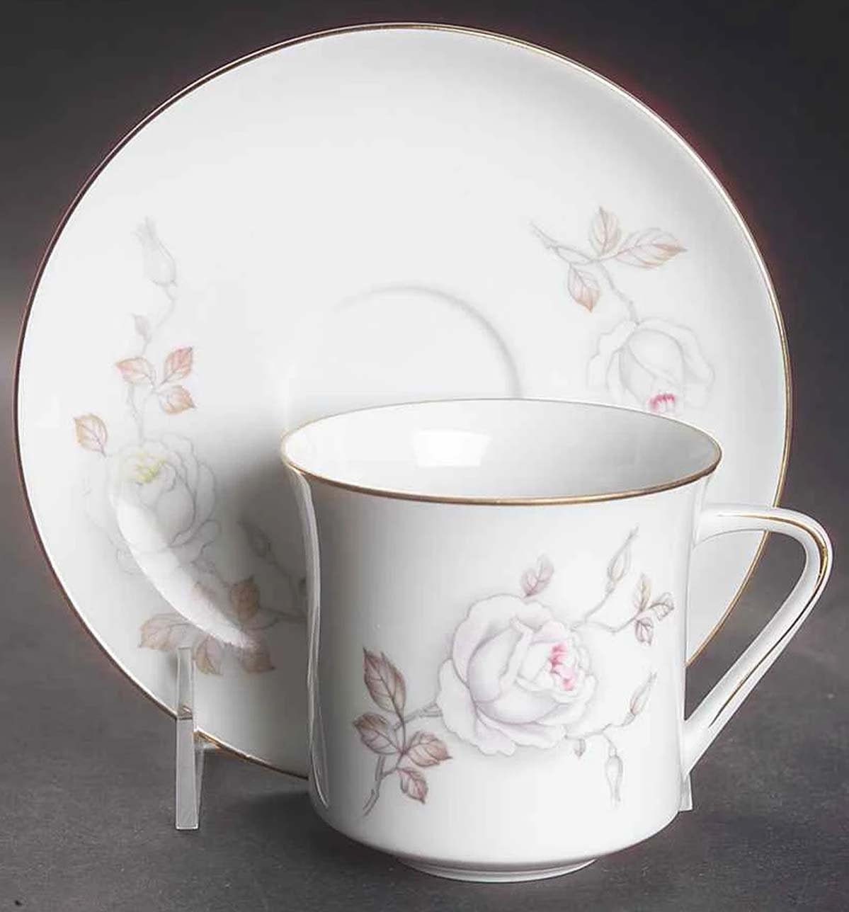 Three Johann Haviland Sweetheart Rose cup and saucer sets made in Germany.