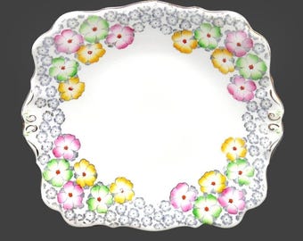 Vintage Bell China Shade Rose lugged serving plate. Bone china made in England.