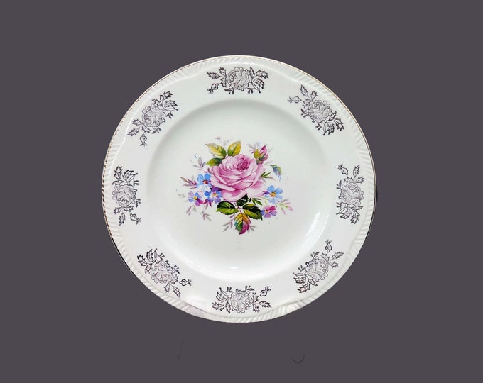 Winterton W1011 style floral and filigree luncheon plate made in England. Flaw (see below).