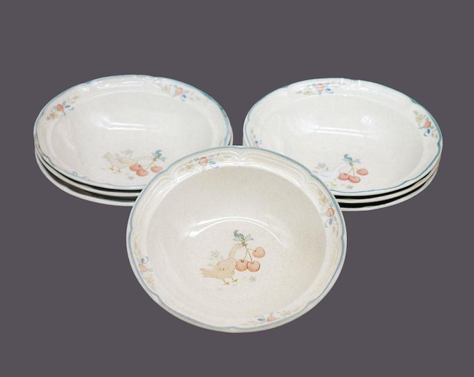 Vintage International Stoneware Marmalade Cereal Bowls: Geese with Bows - Japan.