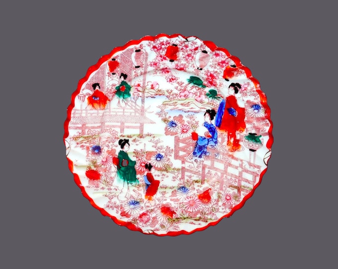 Japanese Geisha Girls hand-painted kaolin salad plate.