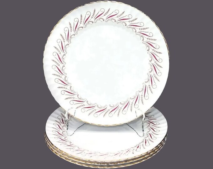 Four Paragon Harmony Red salad plates. Bone china made in England.