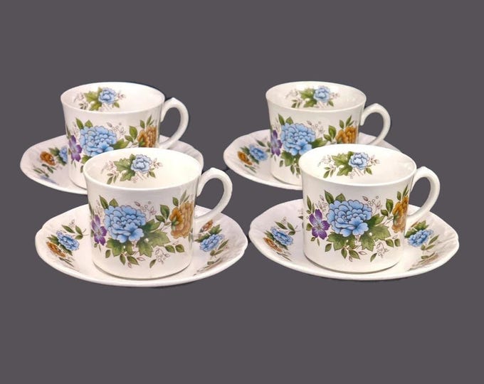Four Ridgway Pottery Aloha 5273 cup and saucer sets made in England.
