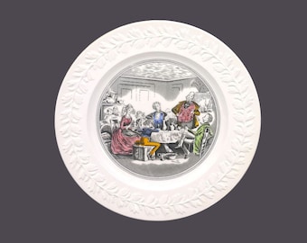 William Adams Dickens Series Mr. Micawber David Copperfield large dinner plate. Raised laurel rim. Made in England.