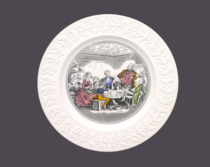 William Adams Dickens Series Mr. Micawber David Copperfield large dinner plate. Raised laurel rim. Made in England.