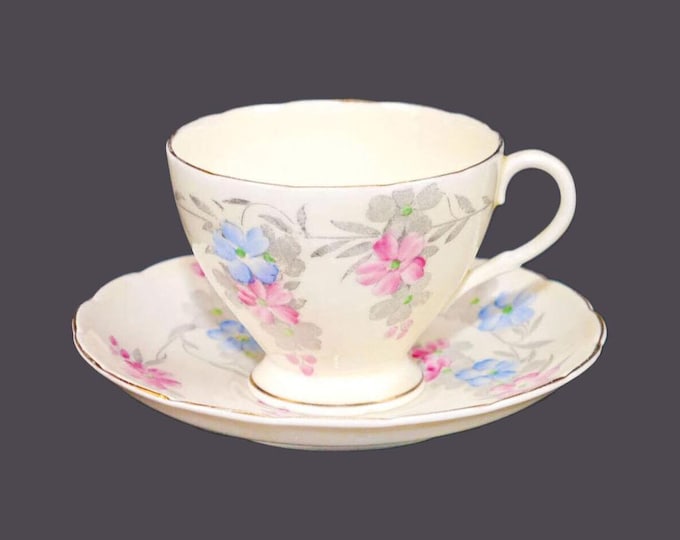 Foley V1495 hand-decorated cup and saucer set. Bone china made in England. Flaw (see below).