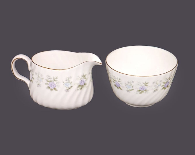 Minton Alpine Spring creamer and open sugar bowl set. Bone china made in England.