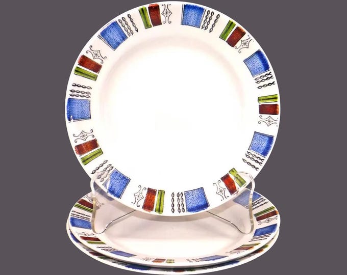 Three Broadhurst Geneva bread plates. Kathie Winkle design. Retro tableware made in England.