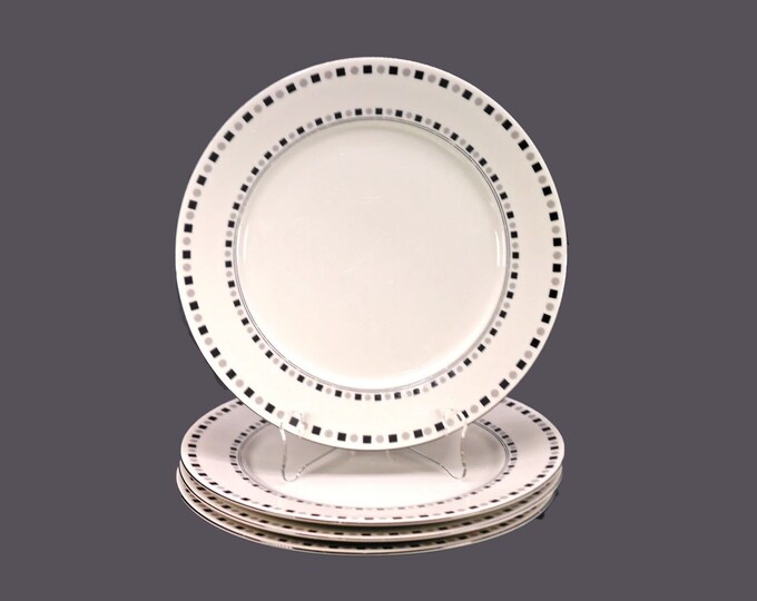 Four Sango Intrigue 8398 large dinner plates. Avante Collection.