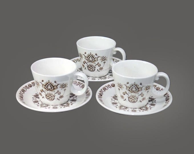 Three Wood & Sons Canterbury cup and saucer sets made in England.