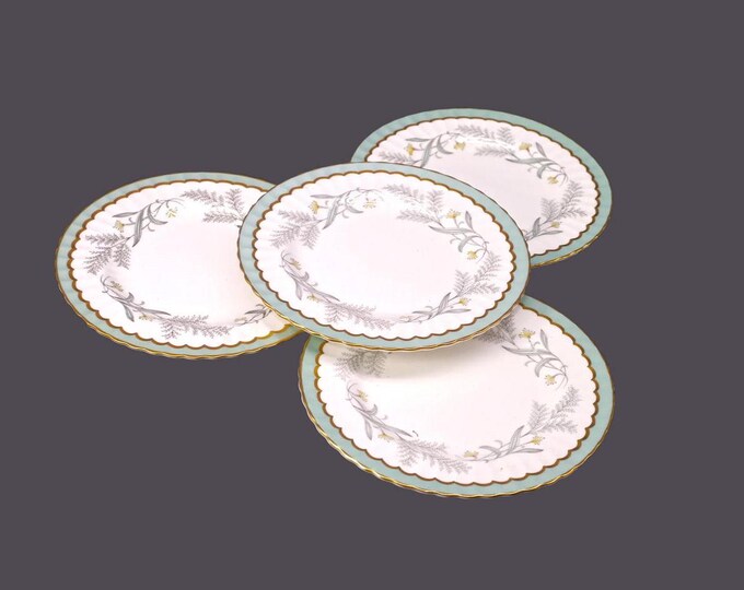 Four Paragon Sylvan Z1482 bone china bread, dessert plates made in England. Similar to Paragon Athens.