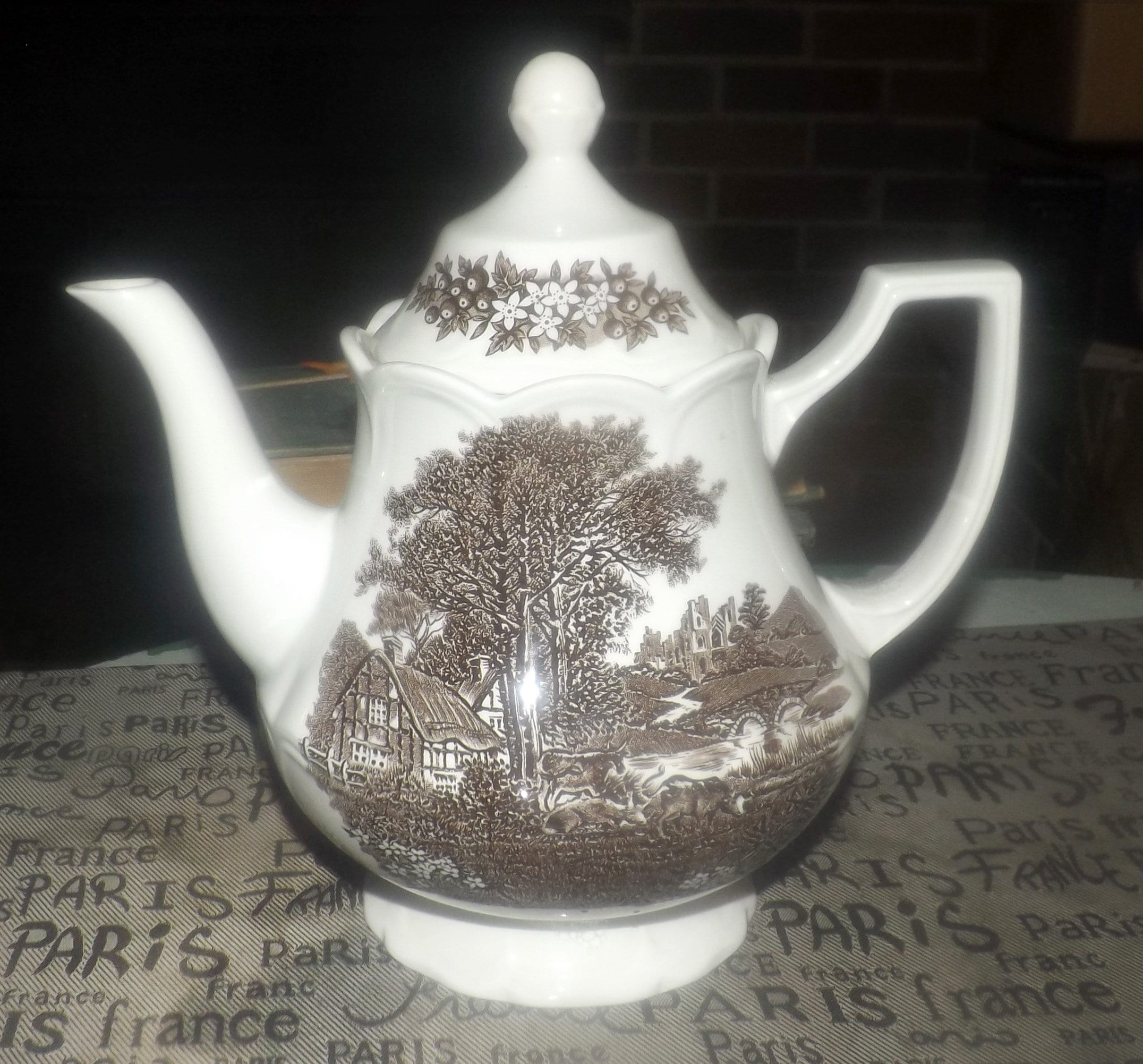 Vintage (1960s) J&G Meakin Romantic England brown transferware tall