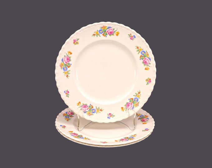 Three Myott Rose of England luncheon plates made in England.