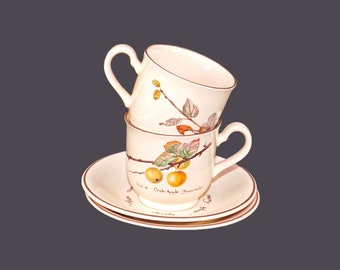 Pair of Noritake Country Diary of an Edwardian Lady stoneware cup and saucer sets made in Ireland.