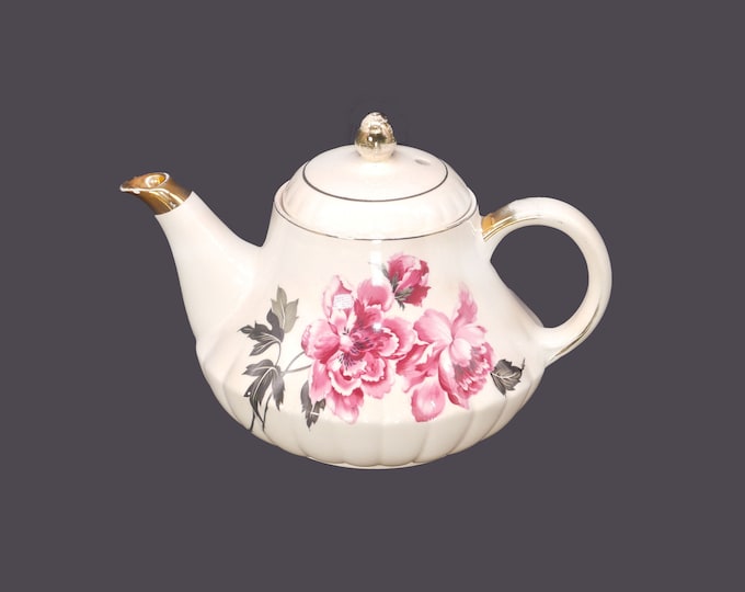 Ellgreave Heatmaster | Wood & Sons four-cup teapot made in England. Pink Chrysanthemums. Flaws (see below).