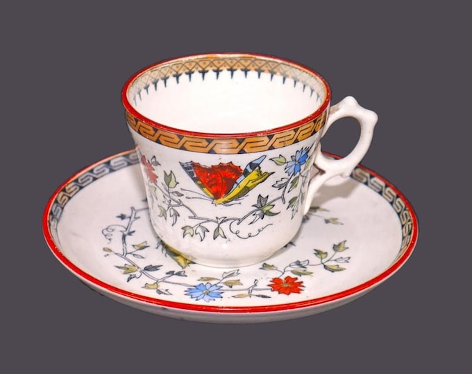 Petrus Regout The Societe Ceramique Vlinder | Papillon demitasse cup and saucer set made in Maastricht Holland.