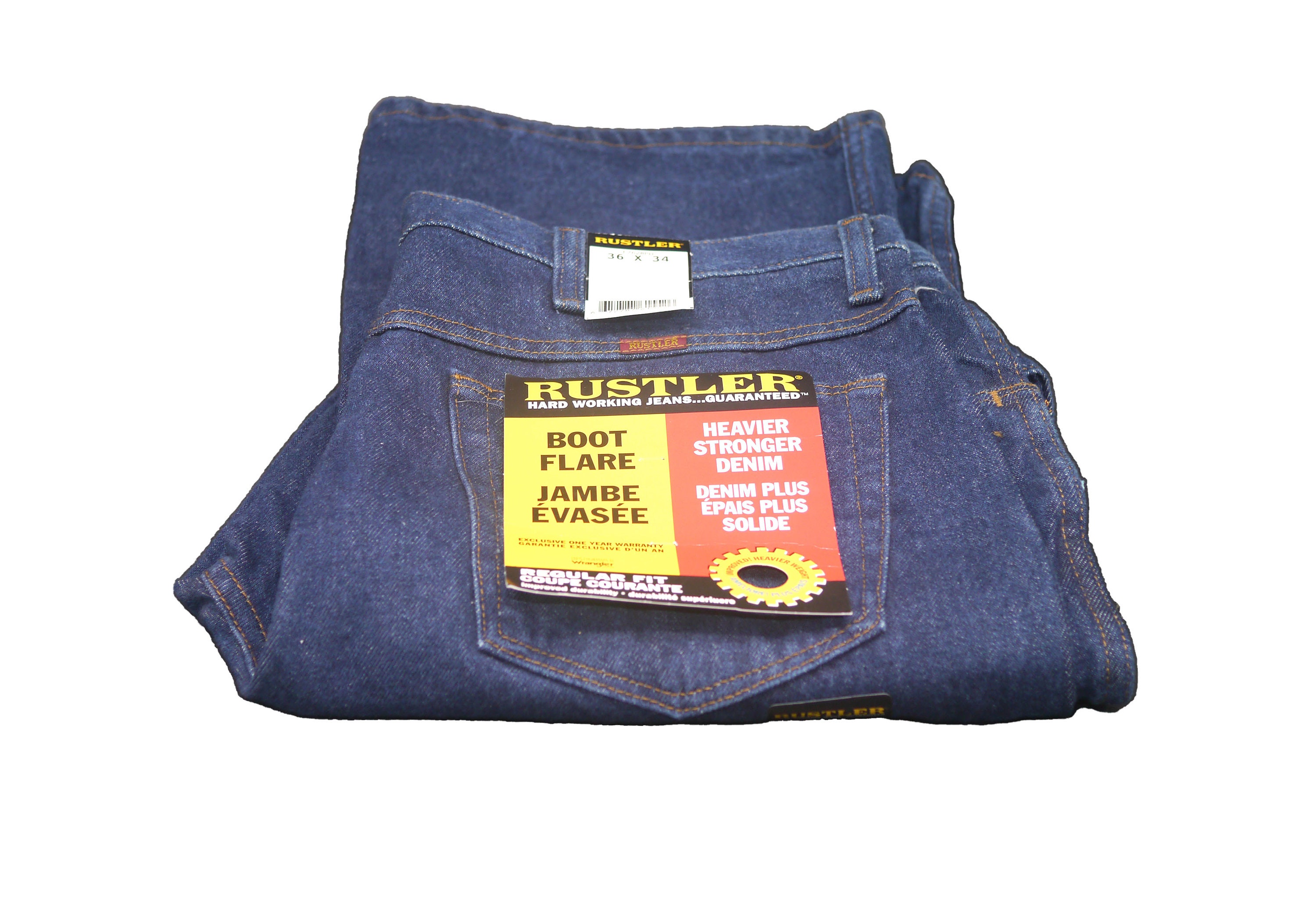 Wrangler Rustler Boot Flare 1980s men's denim jeans. Zip fly. Never worn  original tags. Regular fit. Made in USA. Mint.