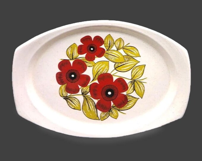 Arklow Brendan Erin Stone handled | lugged platter. Retro 70s flower power design made in Ireland.