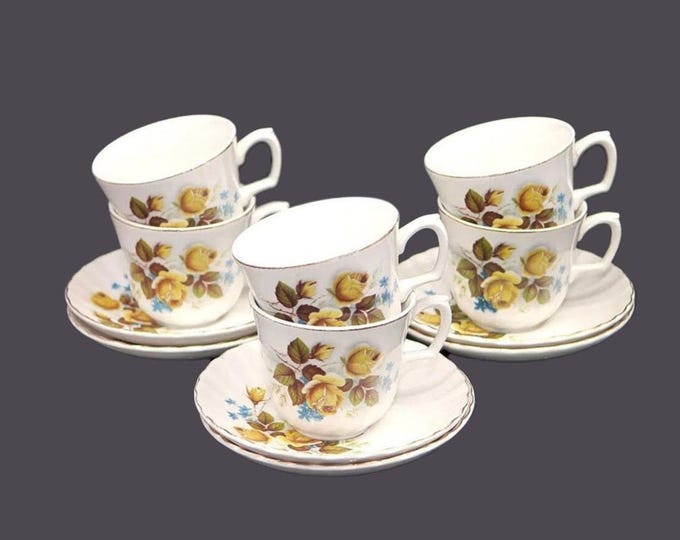 Six Ridgway Potteries Favourite Rose cup and saucer sets made in England.