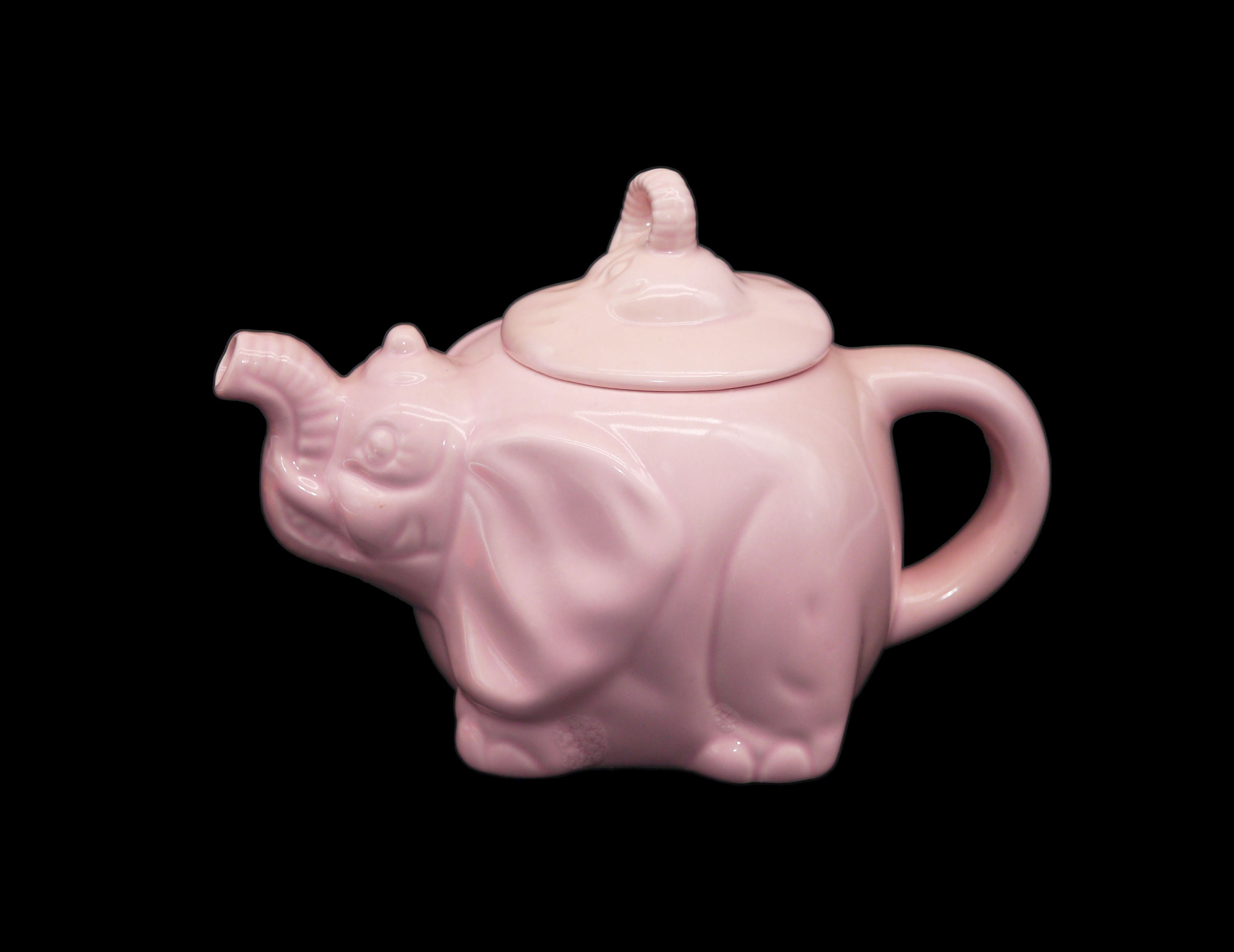 Pink elephant ceramic teafortwo two cup small teapot with lid.