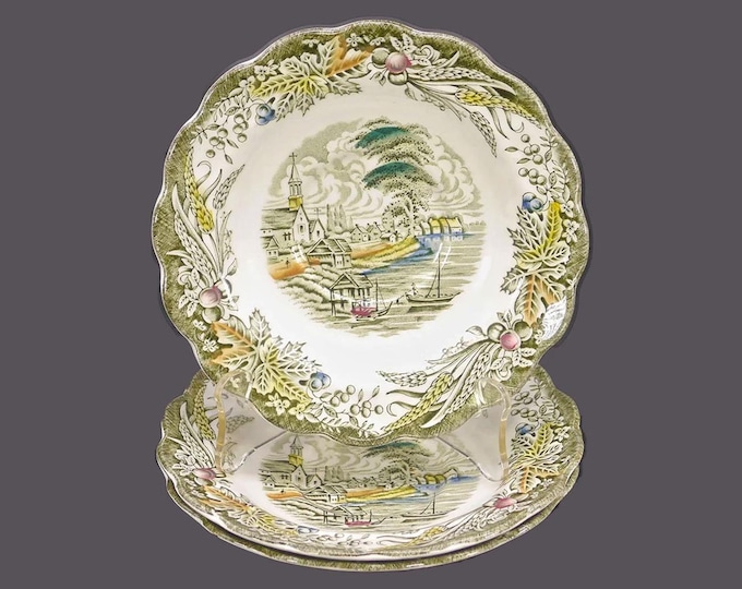 Ridgway Heritage Multicolor Green Canadian Scenes Village of Cedars orphaned saucers only made in England. Choose quantity below.