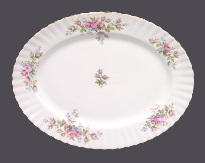 Vintage Royal Albert Moss Rose oval vegetable platter. Bone china made in England.