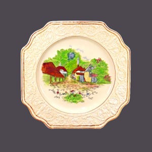 Antique Crown Devon Cockington Village salad plate: British Scenes. England