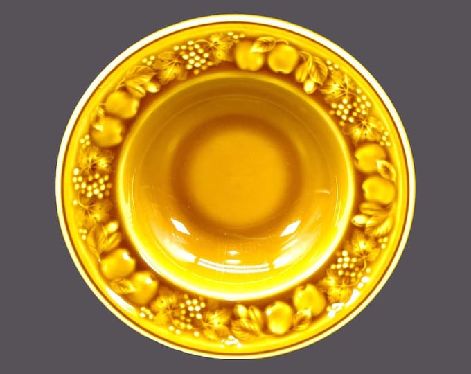 Royal Worcester Honey Orchard rimmed soup bowl. Crown Ware porcelain made in England. High-relief fruit.
