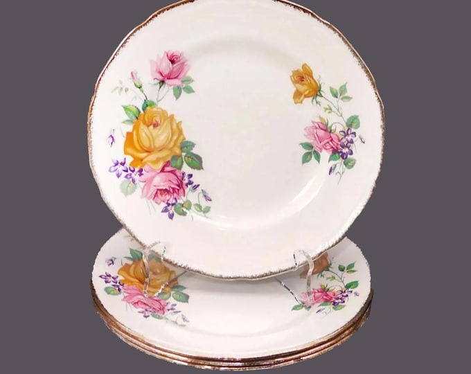 Vintage Ridgway Chateau Rose bread, dessert plates made in England. 4 plates.