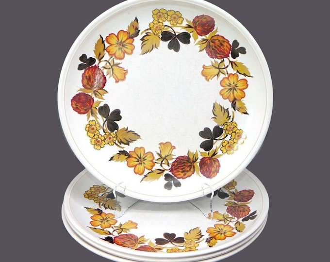 Four Sadler Clover large stoneware dinner plates made in England.