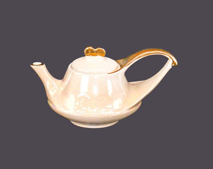 Brown China Co Sebring Aladdin-style iridescent pearlized lusterware teapot made in USA. Flaws (see below).