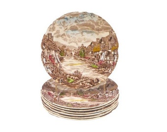 Johnson Brothers Olde English Countryside Brown Multicolor bread plates made in England. Choose quantity below.