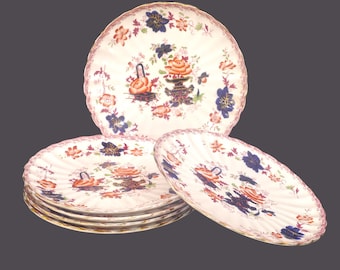 Antique Regency period William Mason China Bouquet salad plates - England. Set of 6