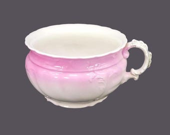 Antique Edwardian Johnson Brothers Chamber Pot: Pink Embossed Toilet Bed