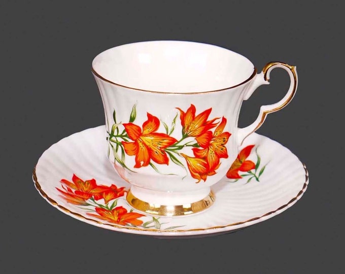 Royal Windsor | Hammersley Prairie Lily bone china cup and saucer set made in England. Floral emblem of Saskatchewan. Minor flaw.
