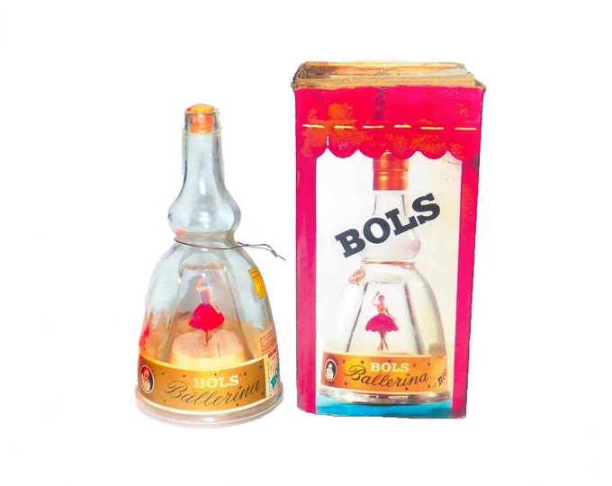 Mid century Bols Ballerina music box bottle with original box made in France.