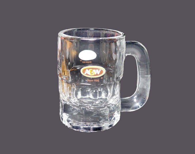 A&W Root Beer mini | baby | 4-ounce mug. Etched-glass branding. English French tagline.