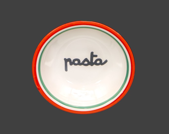 Certified International individual pasta bowl. Pasta wording in black, red and green bands. Sold individually. Flaws (see below).