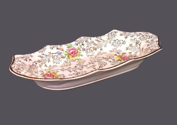Vintage James Kent 3086 Floral Chintz Dish, Tray Made in England