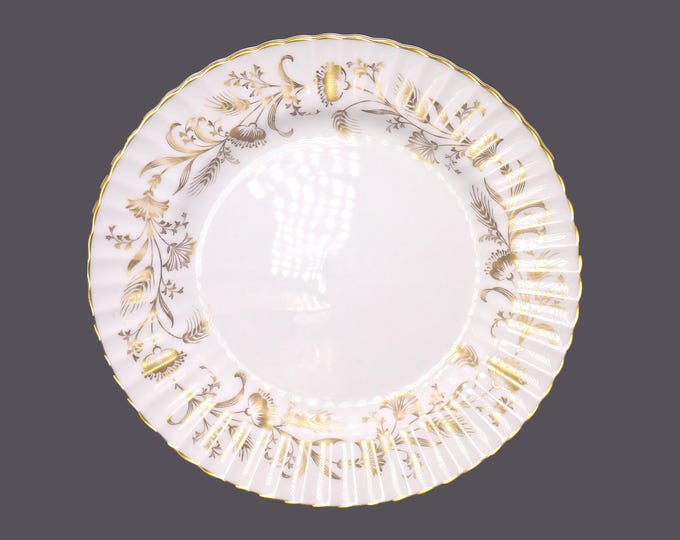 Paragon Serenity salad plate. Bone china made in England. Gold florals on white, gold edge. Sold individually.