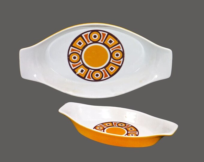 Pair of Imperial Japan Siena Ware au gratin | baking dishes. Flaws (see below).