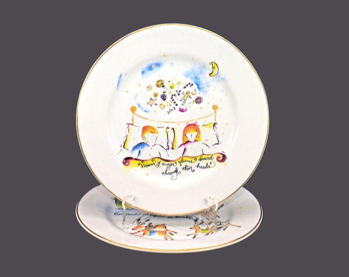 Pair of Rosanna Twas the Night Before Christmas salad plates. Visions of Sugar Plums, Santa and reindeer.