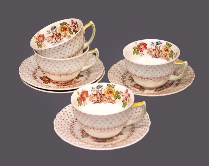 Vintage Royal Doulton Grantham Cup and Saucer Sets made England (Set of Four)