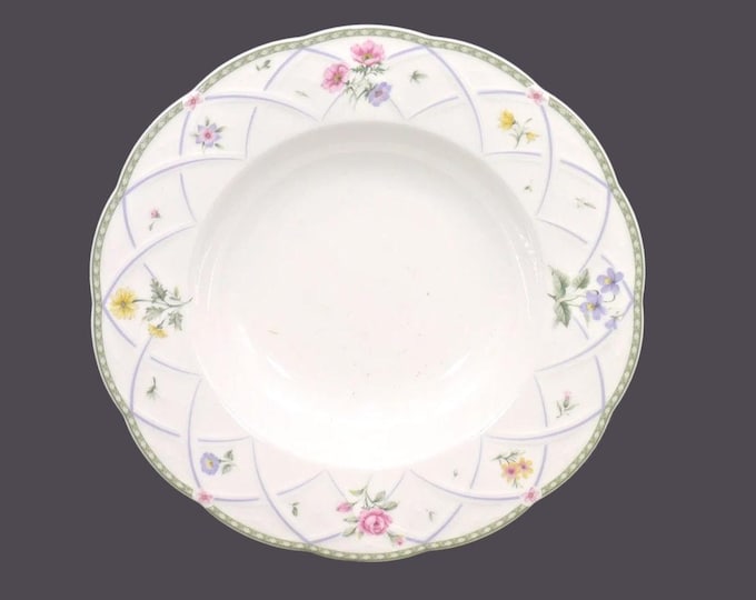 Mikasa Spring Prose A8010 rimmed, bone china soup bowl. Sold individually.