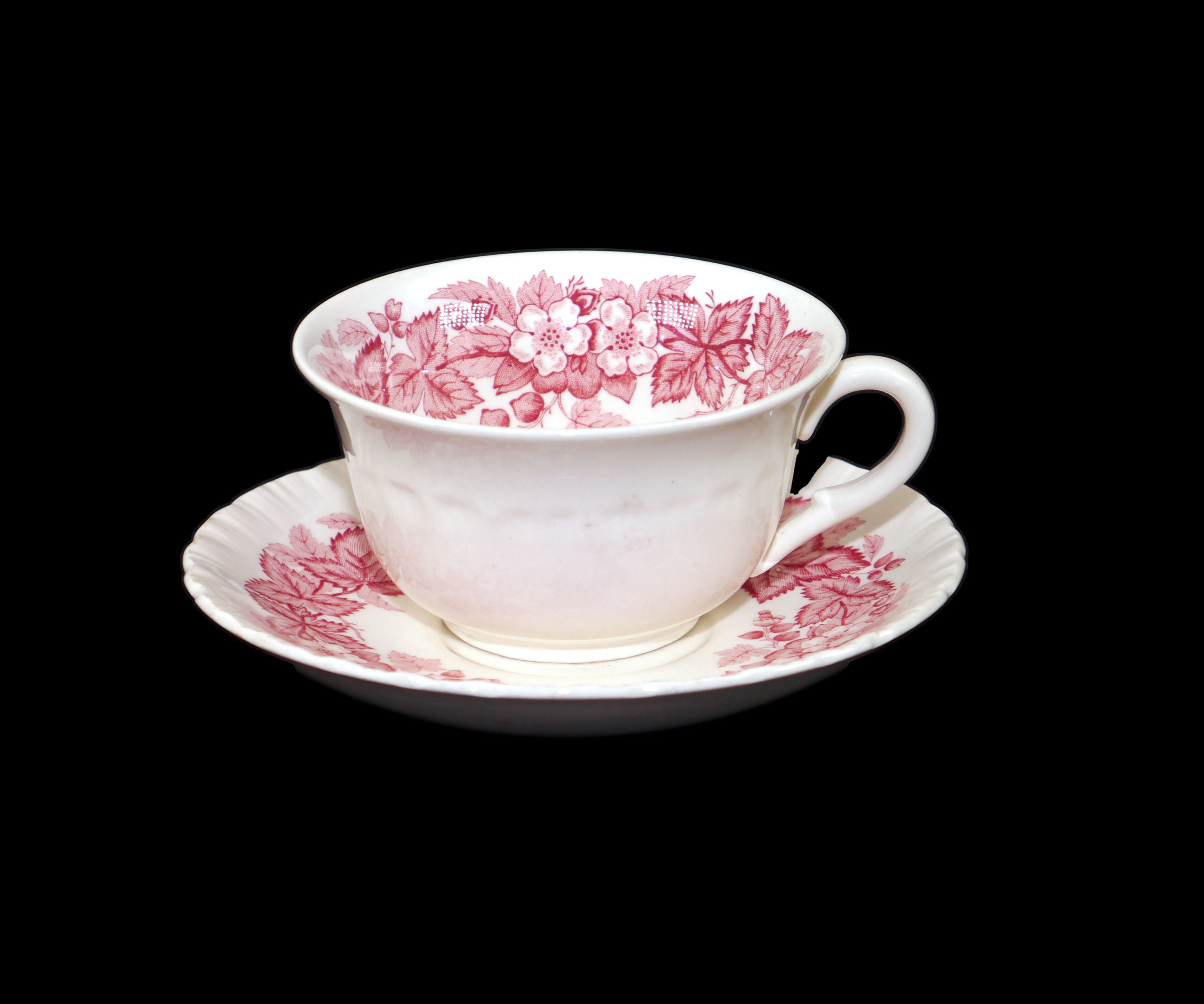 Wedgwood Bramble Pink cup and saucer set. Wedgwood Queen's Ware made in