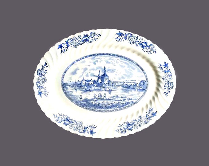 Johnson Brothers Tulip Time Blue oval meat or vegetable platter made in England. Flaw (see below).