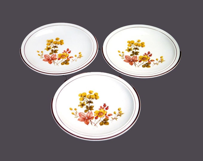 Three Sadler Royal Oak stoneware salad plates.