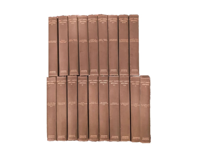 Nineteen volumes of antiquarian books. The Writings of Bret Harte. Standard Library Edition. Houghton Mifflin New York.