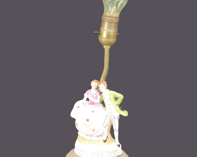 Porcelain table lamp. Victorian Courting Couple in period dress. Electric.